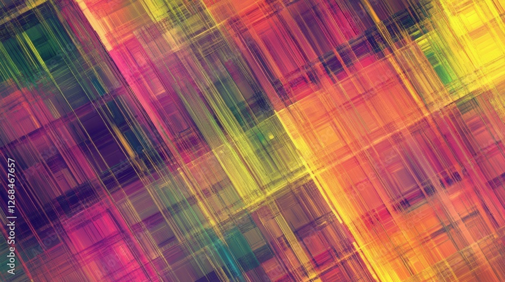 Vibrant Abstract Plaid Pattern with Multicolored Hues Vibrant Abstract Plaid Pattern with Multicolored Hues