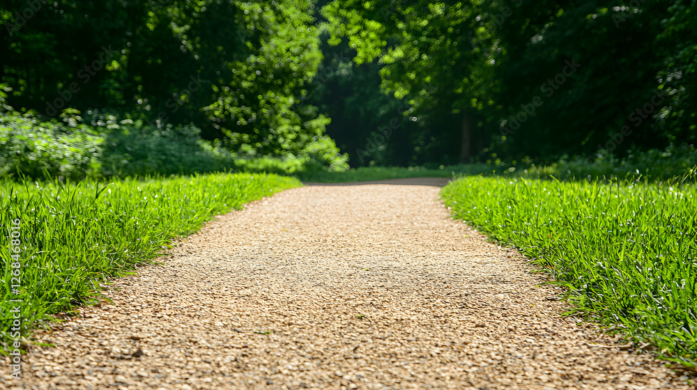 Obraz premium Sunlit Path Through Lush Green Forest