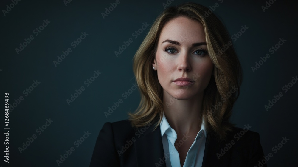 Professional Portrait of a Confident Businesswoman in a Dark Setting Professional Portrait of a Confident Businesswoman in a Dark Setting