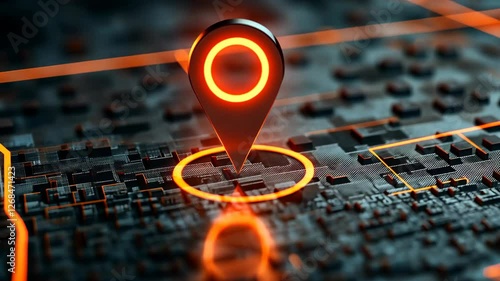 Wallpaper Mural Digital map with glowing location pin against a textured background demonstrating navigation technology and data visualization Torontodigital.ca