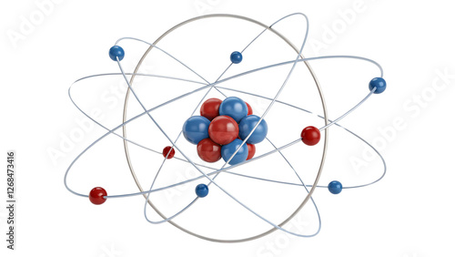 Colourful 3D Atomic Structure Model on a White Background