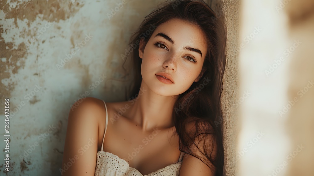 Fototapeta premium Serene Beauty: A Portrait of a Young Woman