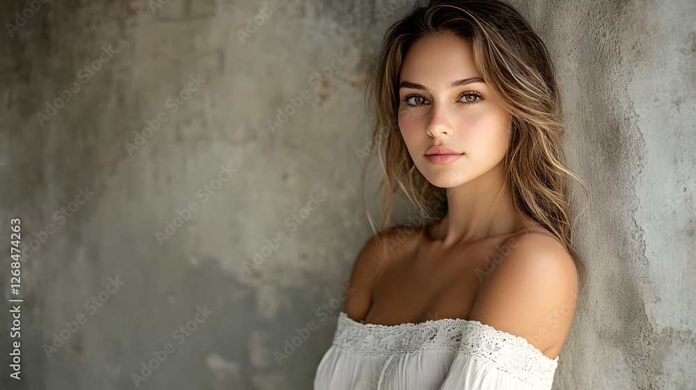 Stunning Portrait of a Young Woman with Long Brown Hair Stunning Portrait of a Young Woman with Long Brown Hair