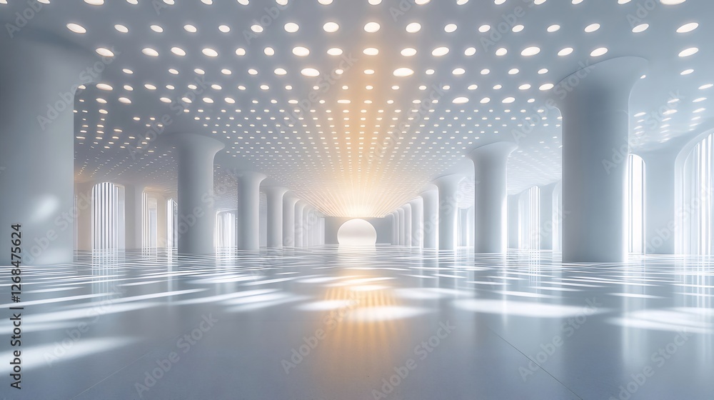 Modern hall sunrise light columns architecture design Modern hall sunrise light columns architecture design