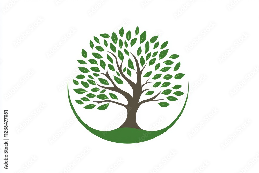 Naklejka premium Green tree logo design, nature, ecology, white background, environmental