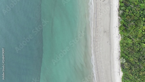 Beach drone aerial tropical landscape blue ocean