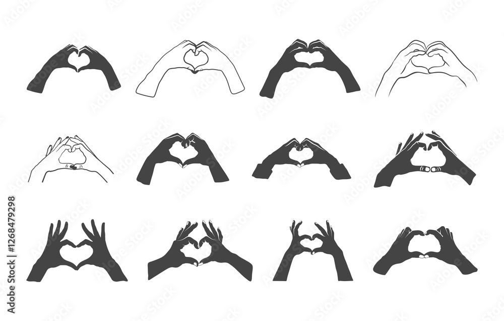 Fototapeta premium Heart Hands Svg, Heart Hands Silhouette, Love Hands Svg, Love Hands Silhouette, Heart Shaped Hands Svg, Heart Shaped Hands Silhouette, Heart Sign Svg.