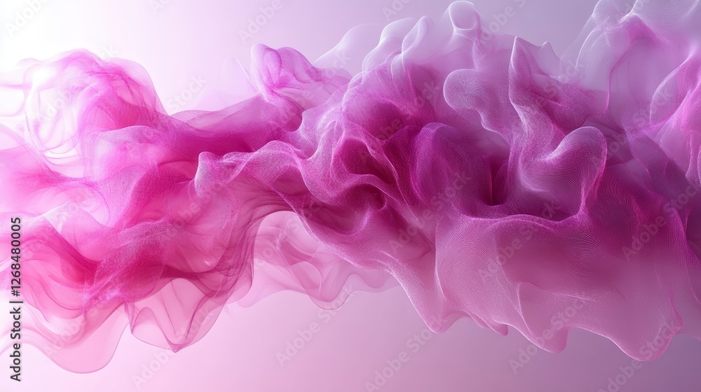 Abstract Flowing Pink Fabric in Soft Waves and Gradient Background Abstract Flowing Pink Fabric in Soft Waves and Gradient Background