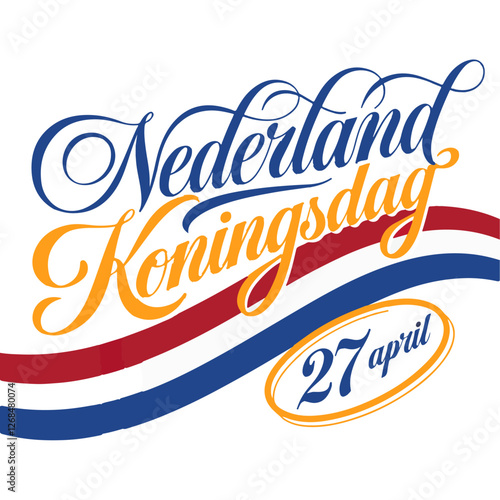 Netherlands King's Day Design Featuring Orange, Blue, and Red Ribbon
