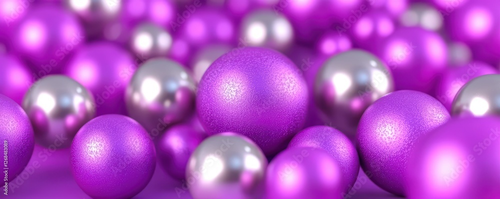 A close-up view of vibrant purple and shiny silver spheres, creating a colorful and dynamic visual texture. A close-up view of vibrant purple and shiny silver spheres, creating a colorful and dynamic visual texture.