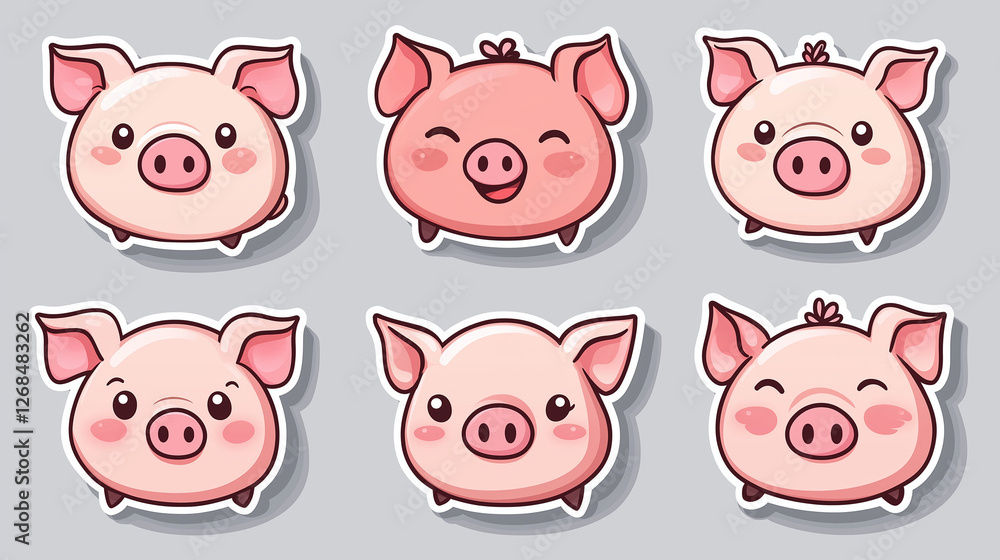 cute pig head sticker cute pig head sticker
