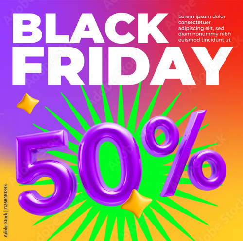 a colorful Black Friday sale vector design, vibrant and festive, perfect for modern marketing, promotions, or creative visual projects celebrating shopping and discounts.