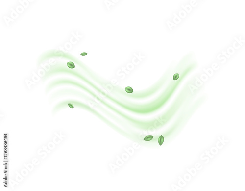 illustration of air flow, gust of wind, leaves flying in the wind. nature. symbol. minimalist 3d style design. element