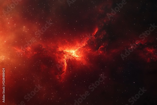 abstract space background with stars and nebula in red and orange