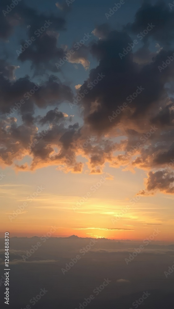 Cloudy evening with a silvery glow on the horizon, serene, landscape, nature Cloudy evening with a silvery glow on the horizon, serene, landscape, nature