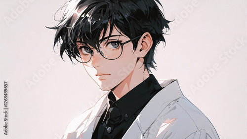 Stunning Digital Art of a Sharp Looking Man in Formal Suit and Glasses with a Confident Pose male character anime illustration wallpaper