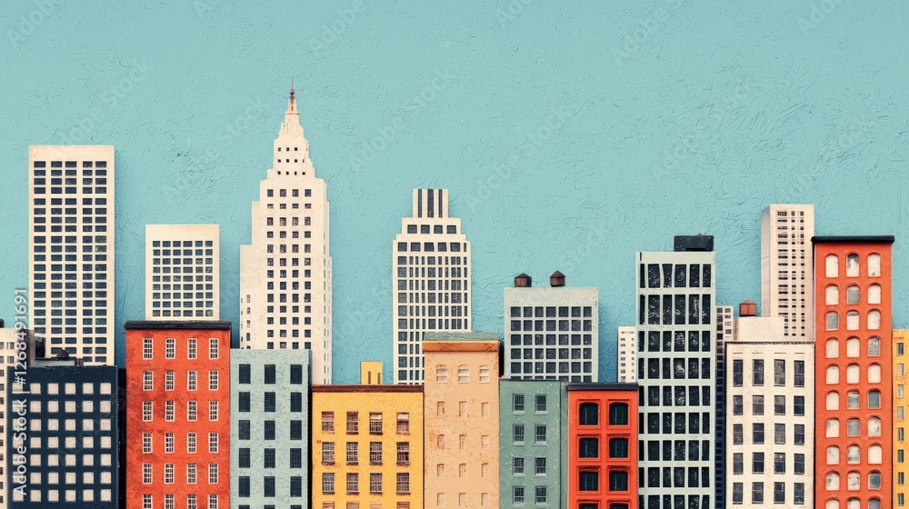 Colorful Urban Skyline Illustration with Modern and Classic Architecture Colorful Urban Skyline Illustration with Modern and Classic Architecture