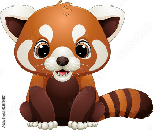 Illustration of cute baby red panda sitting