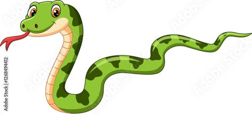 Cartoon a happy green snake