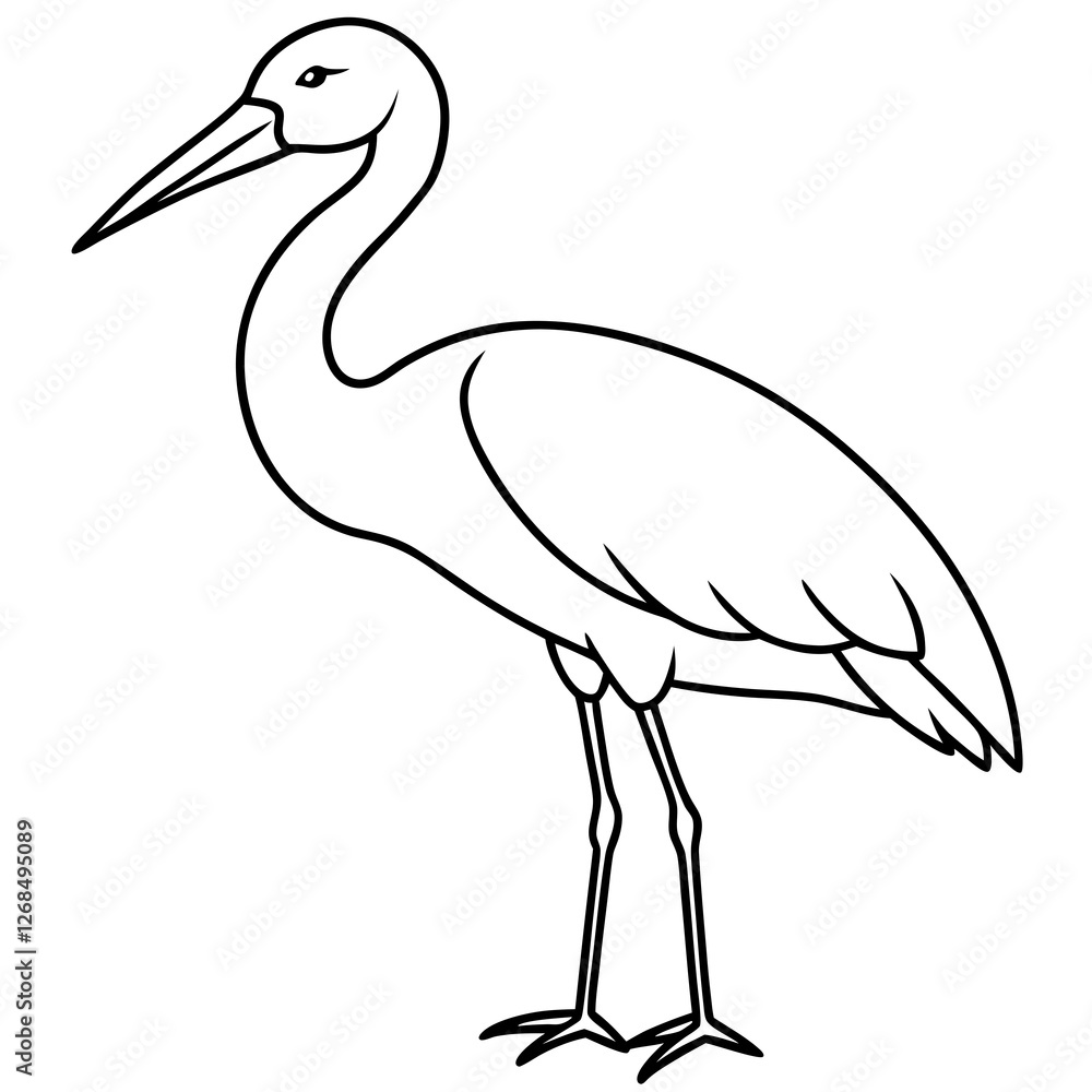 Fototapeta premium Classic Stork Outline Sketch