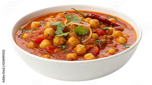 Chole Chickpea Curry from Pakistani Cuisine on a White Background