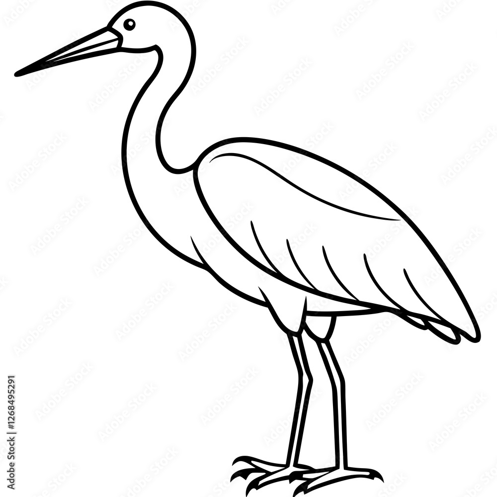Fototapeta premium Classic Stork Outline Sketch