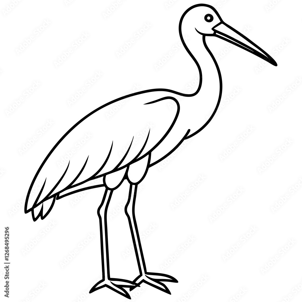 Fototapeta premium Classic Stork Outline Sketch