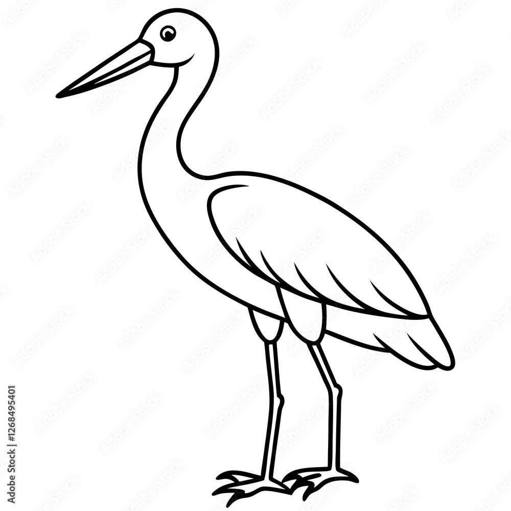 Fototapeta premium Classic Stork Outline Sketch