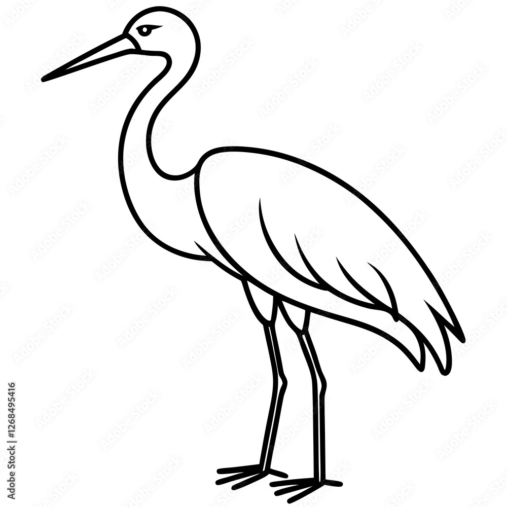 Fototapeta premium Classic Stork Outline Sketch