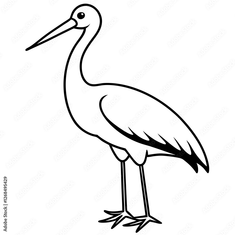Obraz premium Classic Stork Outline Sketch