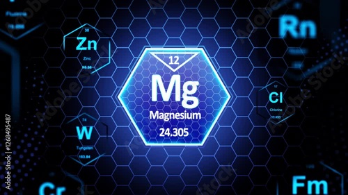 Magnesium(Mg) Periodic Element, Animation.Full HD 1920×1080. 13 Second Long,