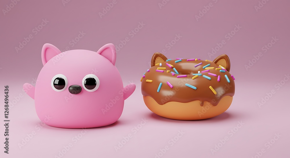 pink piggy bank with money squishy donut model pink piggy bank with money squishy donut model