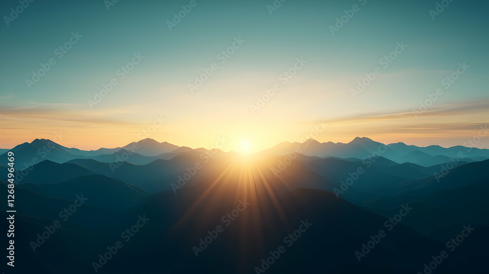 Obraz premium Sunrise Over Dark Mountains