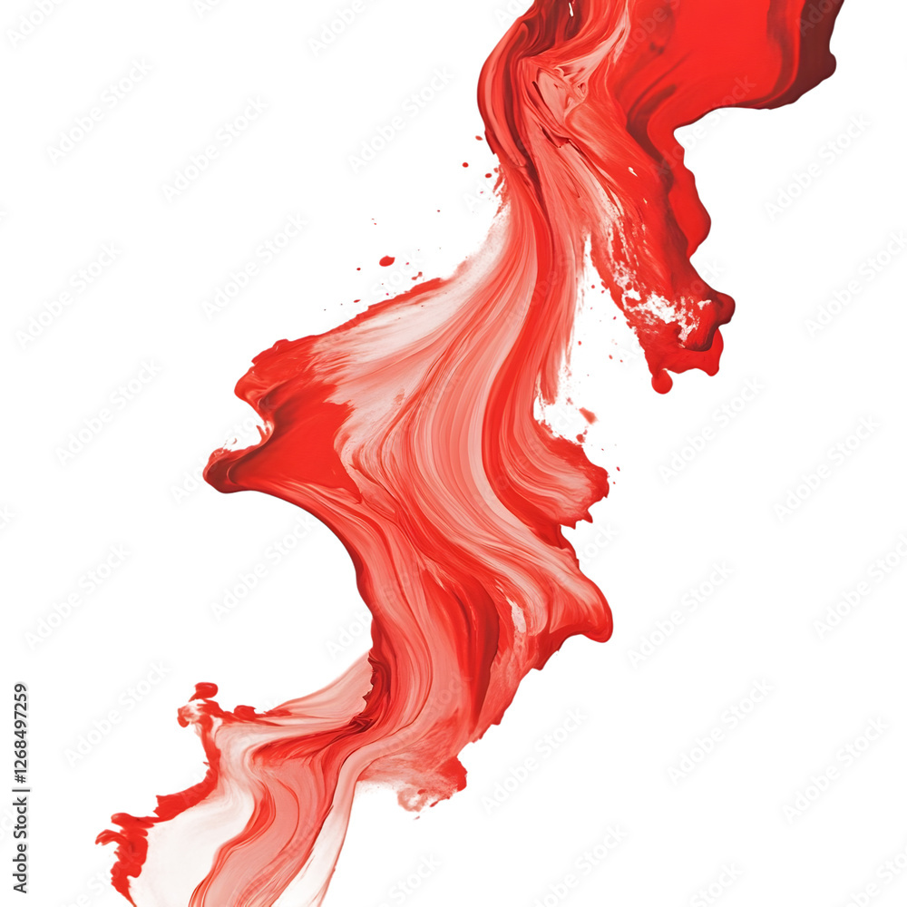 a red paint streak on a white background, creating an artistic effect. a red paint streak on a white background, creating an artistic effect.