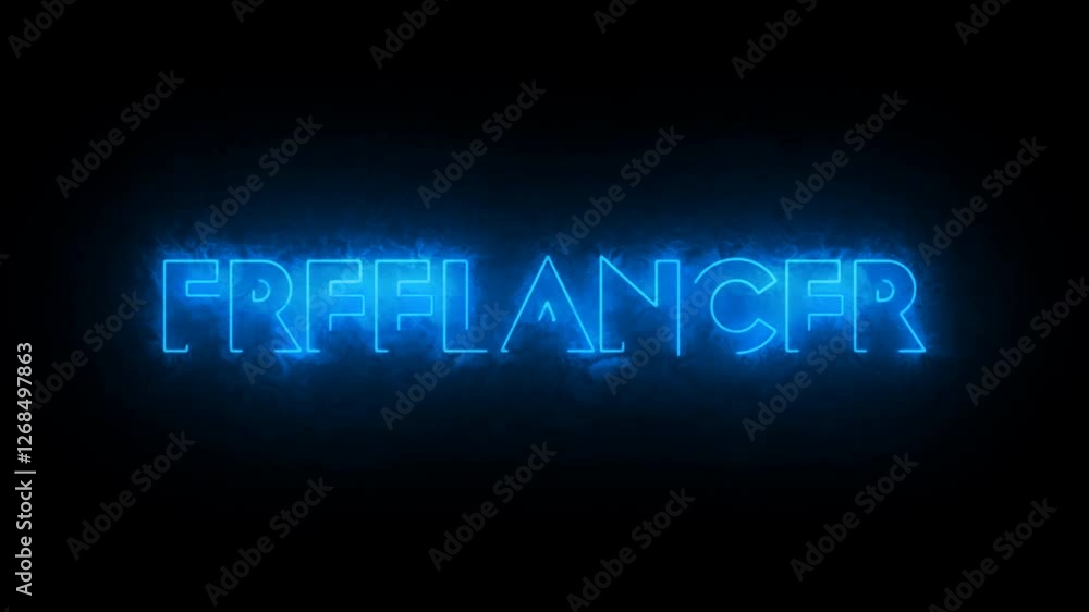 freelancer neon text animation , 4k video freelancer neon text animation , 4k video