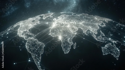 Obraz na płótnie Global network connection, digital world map. w salonie