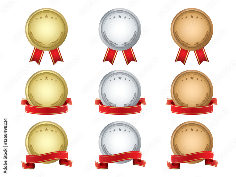 金銀銅のメダルのイラストセット