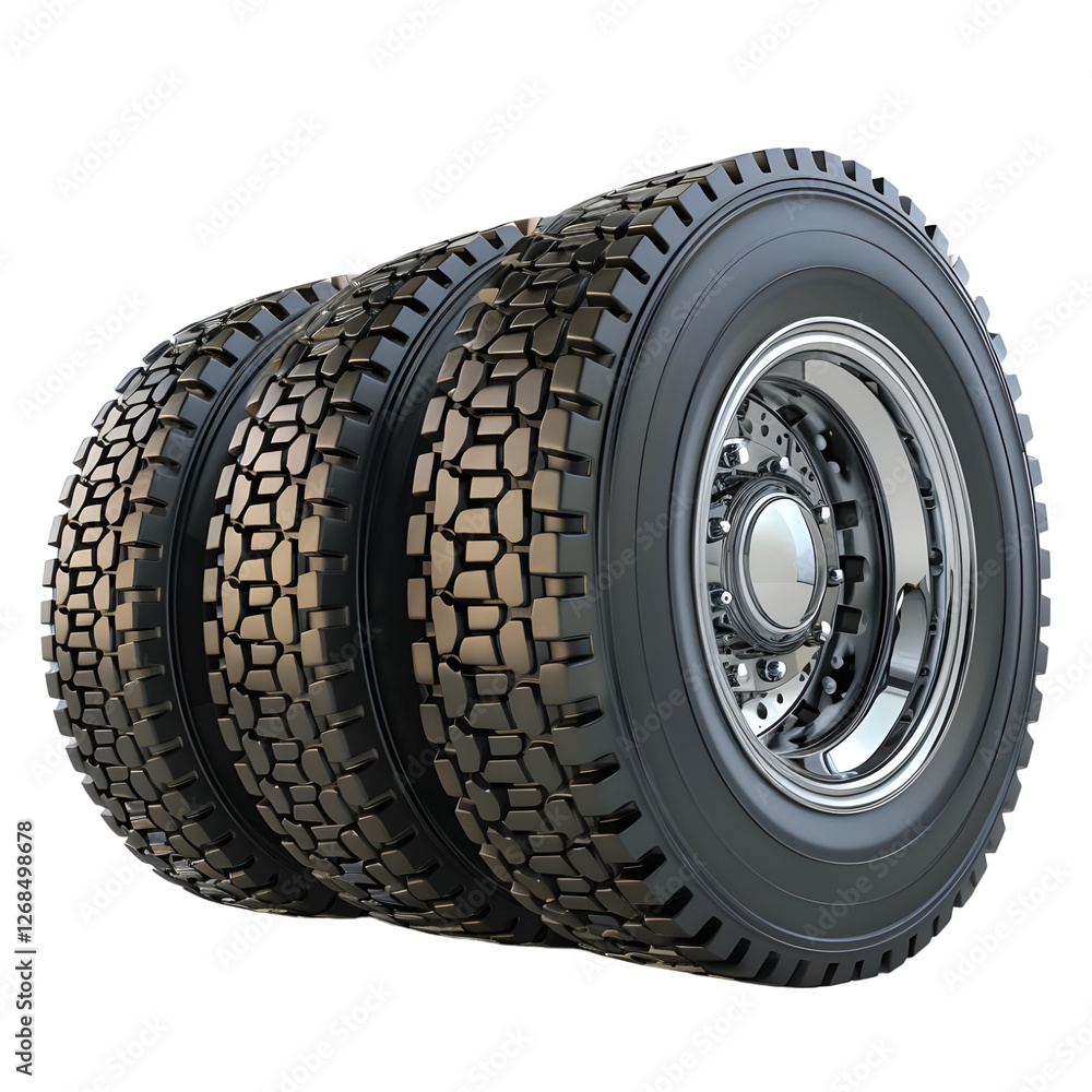 Obraz premium large truck tires isolated on transparent background