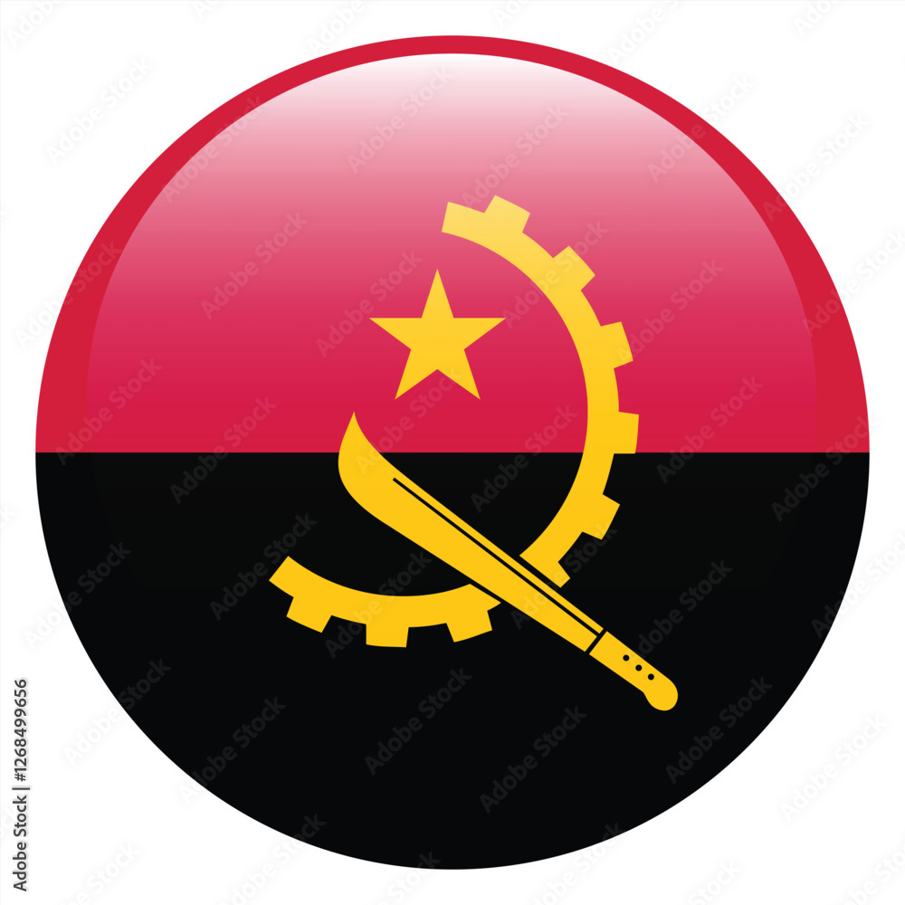 Angola flag. Angola circle flag logo icon computer vector illustration design Angola flag. Angola circle flag logo icon computer vector illustration design