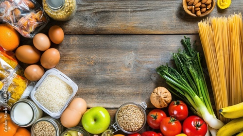 Variety of Food on a Wooden Table