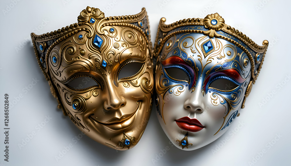 Carnival Venetian mask isolated on white background, Theatrical masks, Photo Illustration Image Picture
Carnival Venetian mask isolated on white background, Theatrical masks, Photo Illustration Image Picture