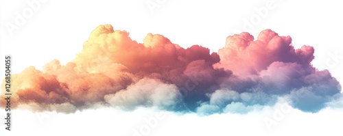 Colorful cloudscape, isolated, white background, design element photo