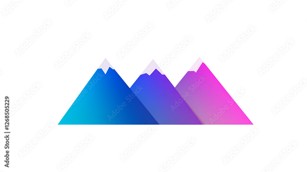 Abstract mountain illustration with gradient colors on clean white background Abstract mountain illustration with gradient colors on clean white background
