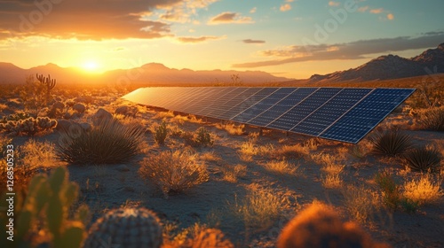 Wallpaper Mural Desert Solar Panels at Sunset Golden Hour Landscape Torontodigital.ca