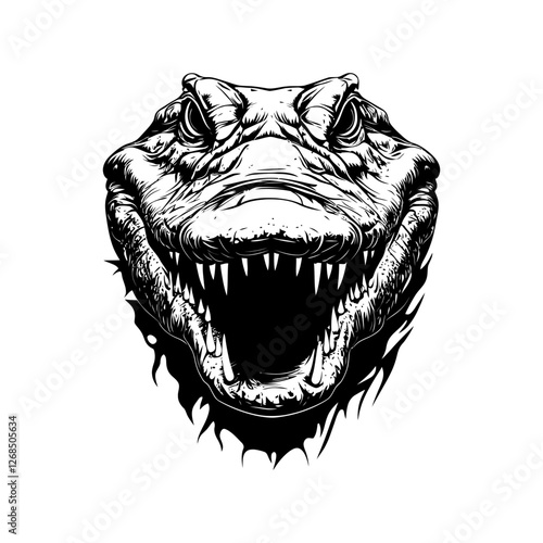 Crocodile Head Vector Illustration with Wild Animal Theme