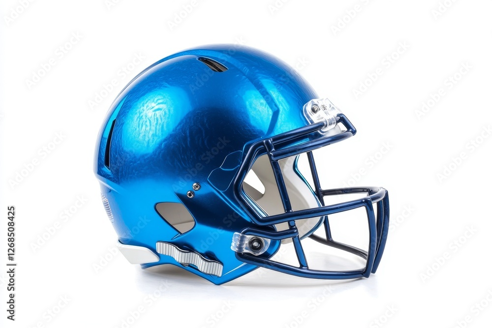 Naklejka premium Blue football helmet, studio shot, white background, sports (5)