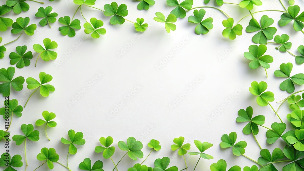 Clover Leaf Frame Border, Isolated White Background, St. Patrick's Day, Spring, Nature Clover Leaf Frame Border, Isolated White Background, St. Patrick's Day, Spring, Nature