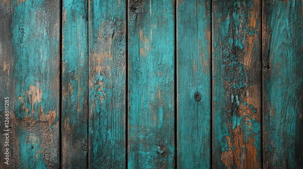 Dark turquoise and brown wooden background with an old wood texture, a distressed wood banner design for wall art print. Dark turquoise and brown wooden background with an old wood texture, a distressed wood banner design for wall art print.