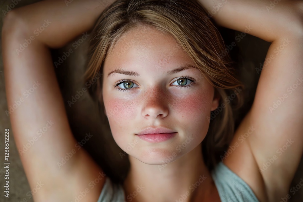Natural portrait of a young woman with minimal makeup soft natural lighting warm tones relaxed and confident expression beauty photography Natural portrait of a young woman with minimal makeup soft natural lighting warm tones relaxed and confident expression beauty photography