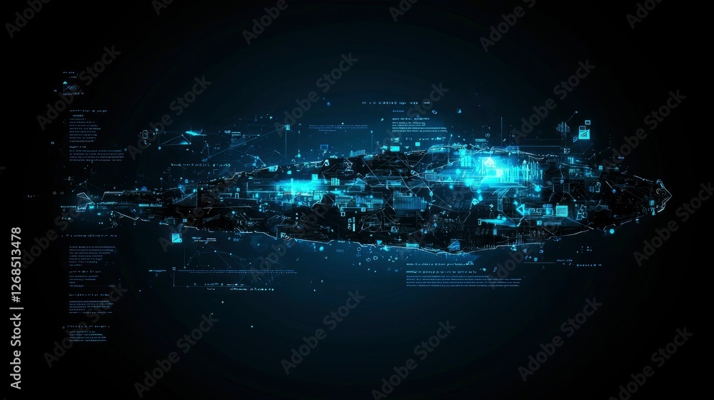 Fototapeta premium Abstract Digital Landscape Global Network Data Visualization